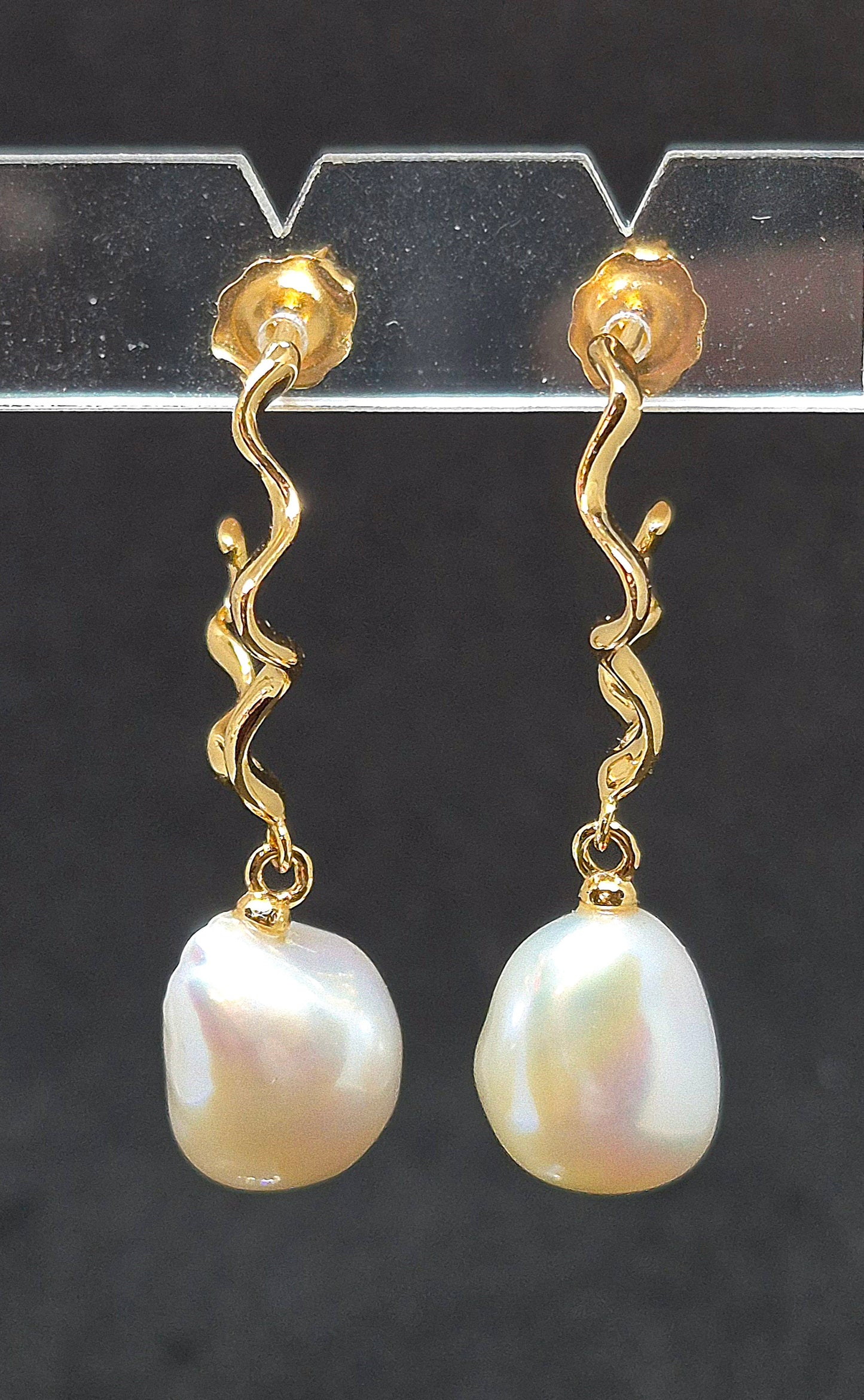 Bølge øreringer m/perler