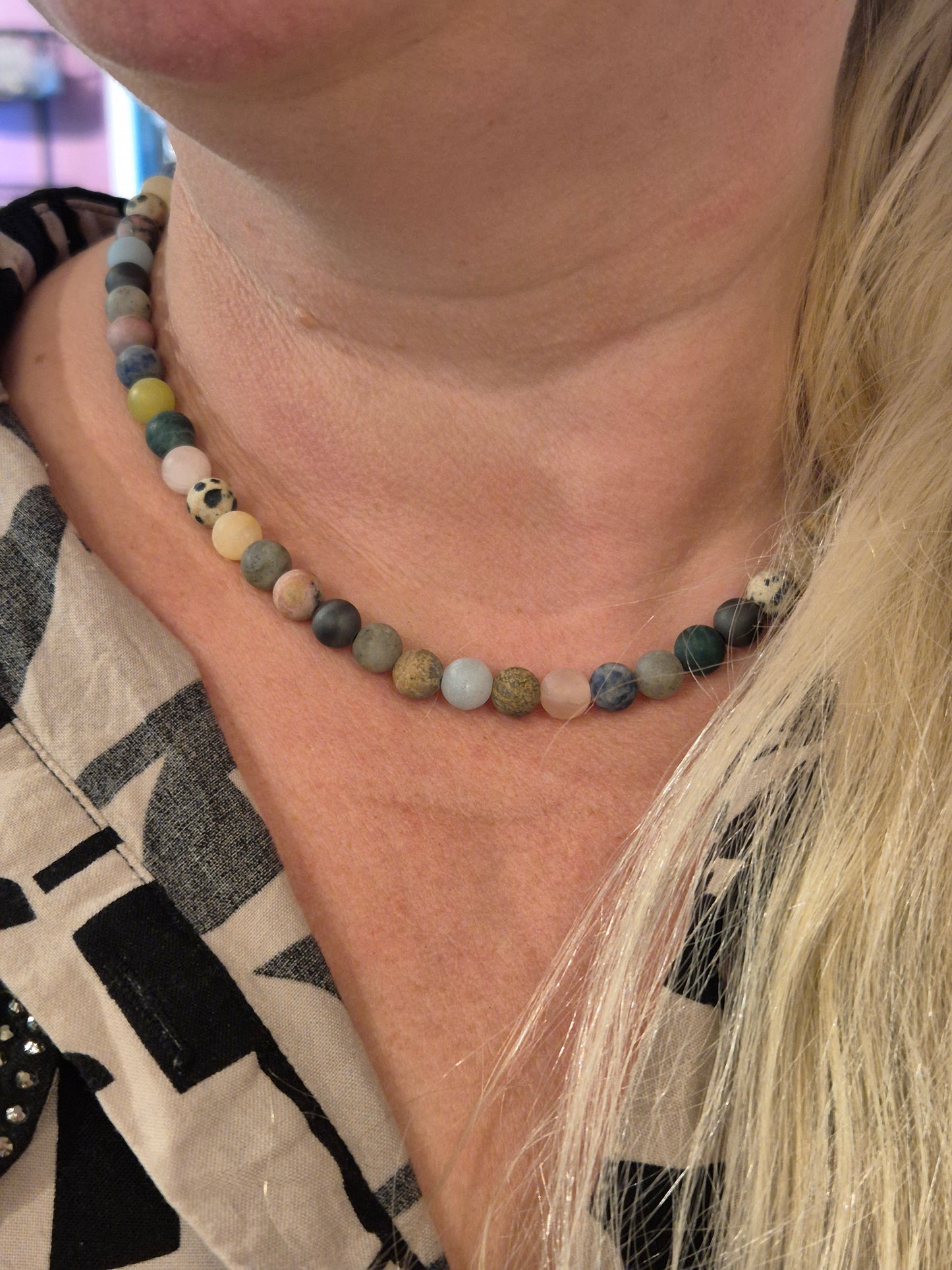 Sten kjede + armbånd sett