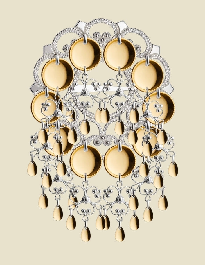 Sølje med 16 mm trådkantløv, hvit/forgylt