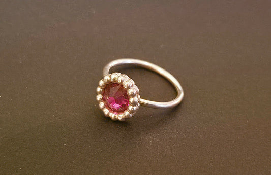 Rosa Swarovski sølvring