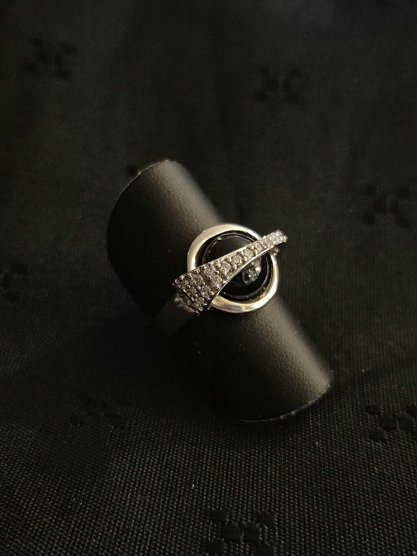 Zirkon/Onyx sølvring