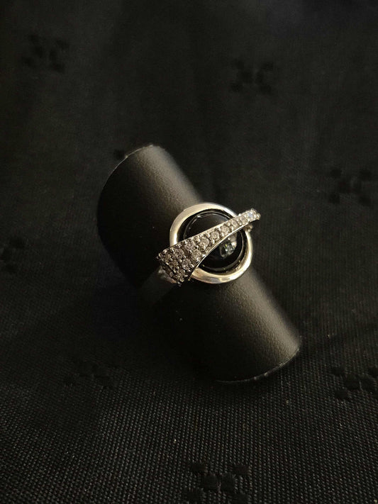 Zirkon/Onyx sølvring