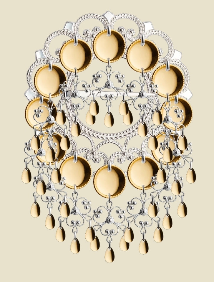 Sølje med 16 mm trådkantløv, hvit/forgylt