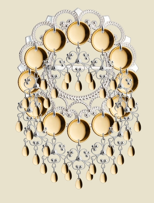 Sølje med 16 mm trådkantløv, hvit/forgylt