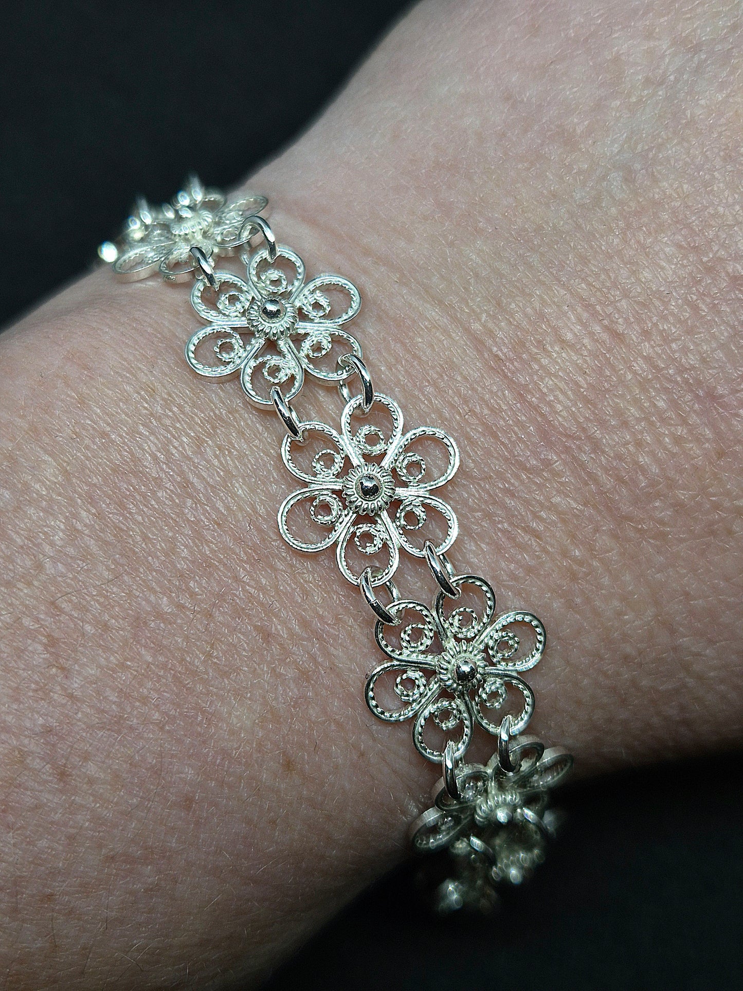 Filigranblomst armbånd 21,5cm