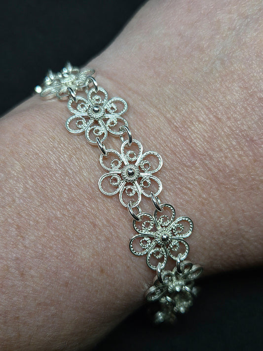Filigranblomst armbånd 21,5cm