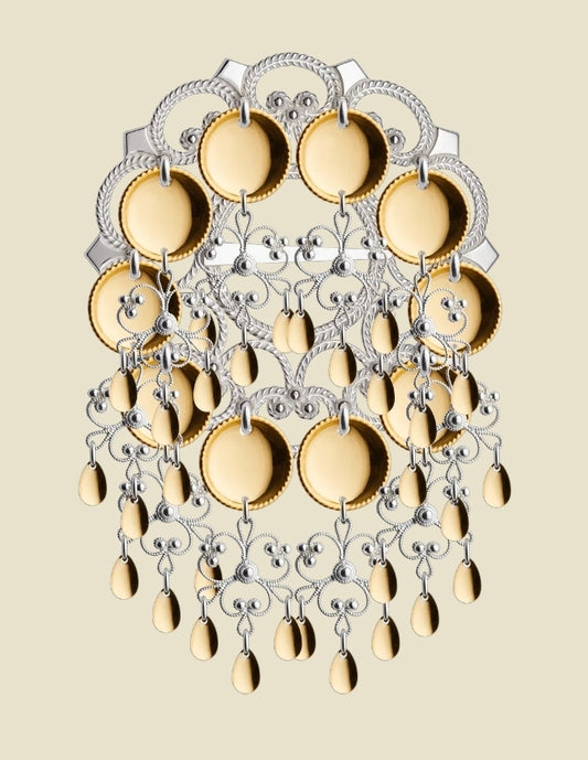 Sølje med 16 mm trådkantløv, hvit/forgylt